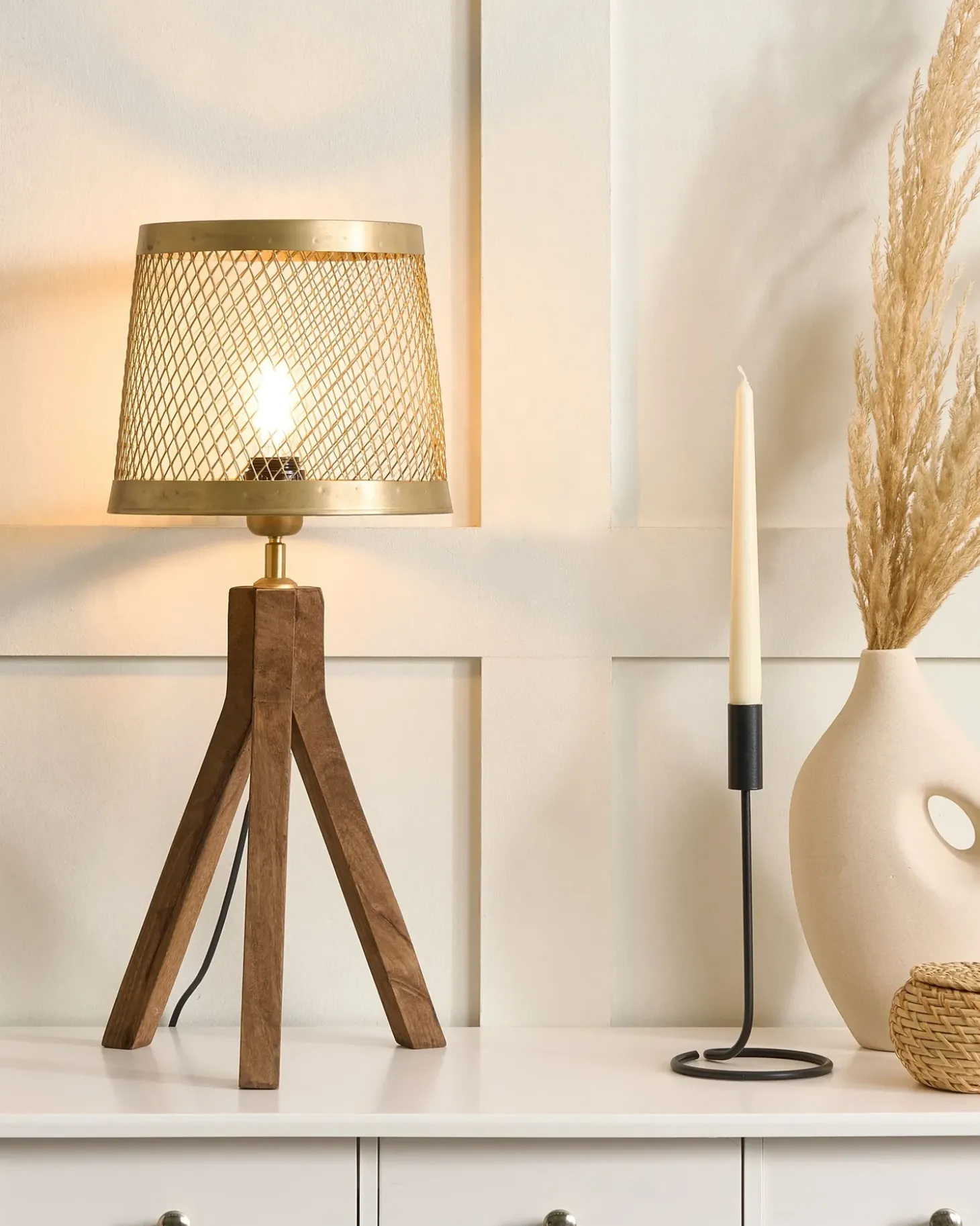 Bordlampe BEKI Mangotræ Brun