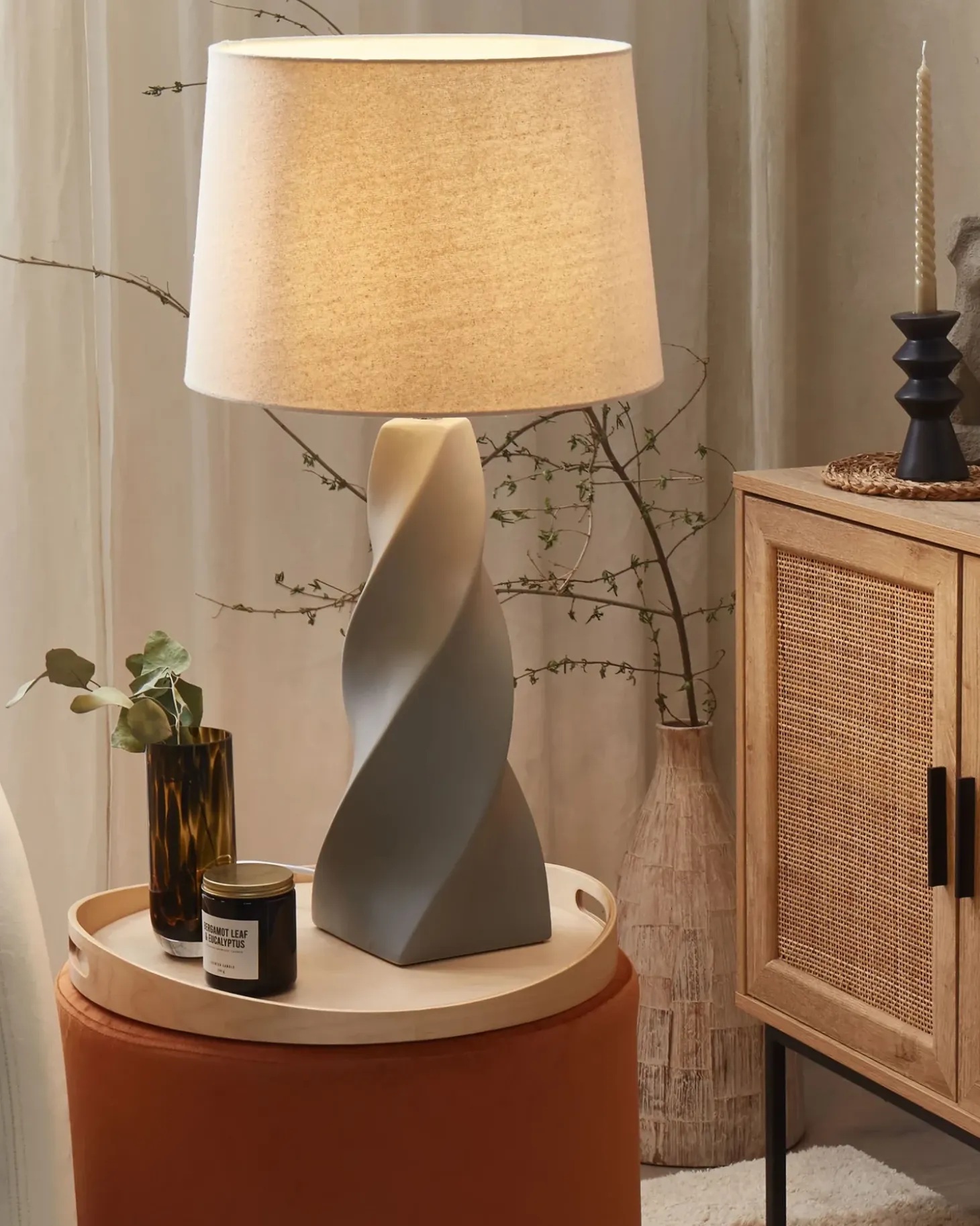 Bordlampe BELAYA Keramik Grå