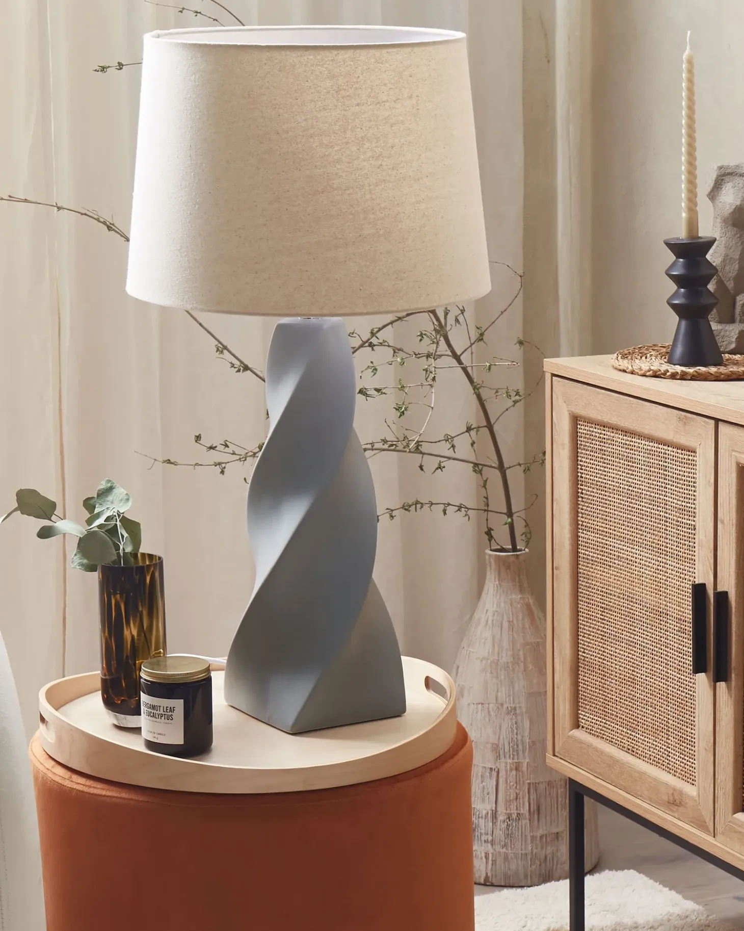 Bordlampe BELAYA Keramik Grå