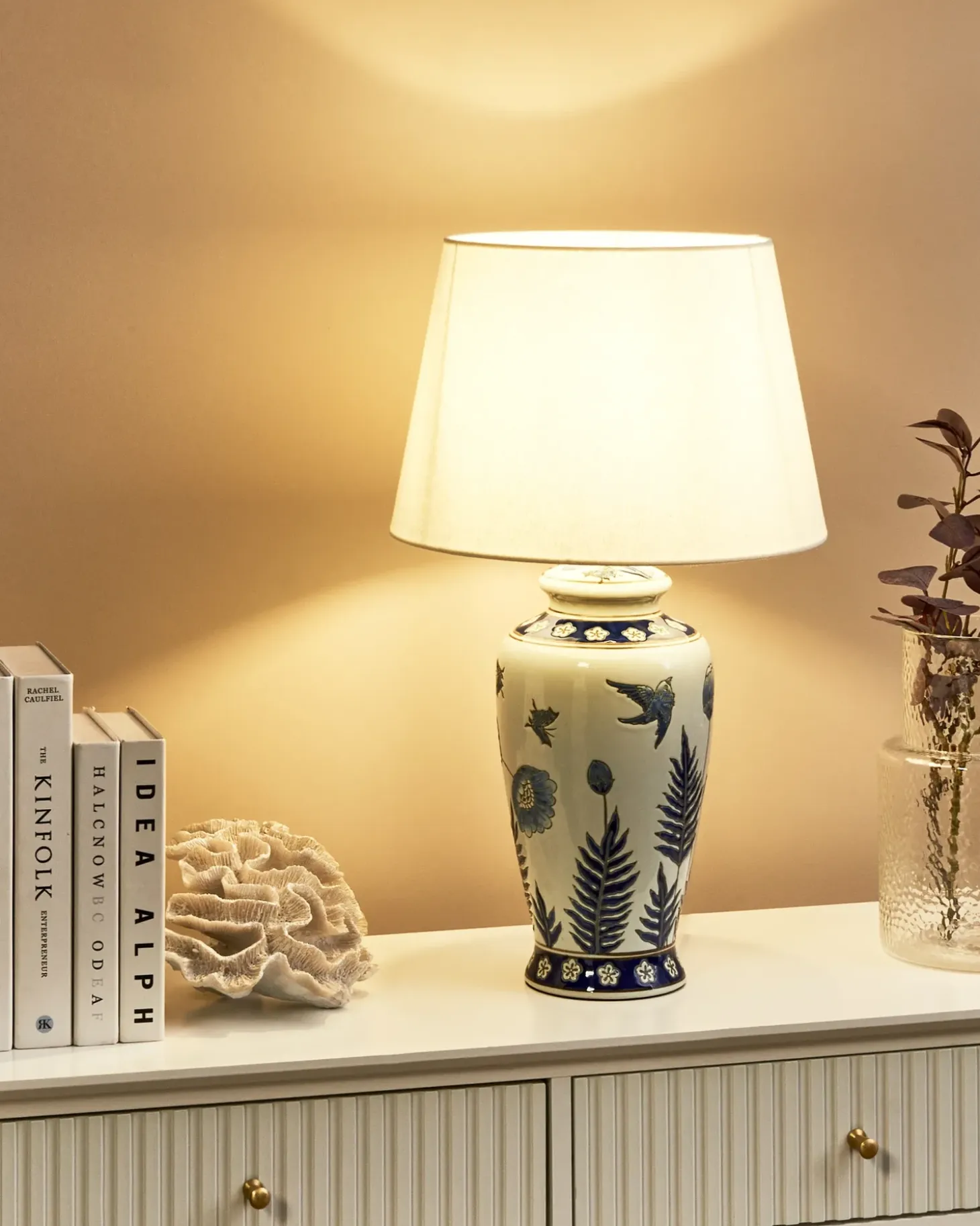 Bordlampe BIJELA Porcelæn Hvid/blå