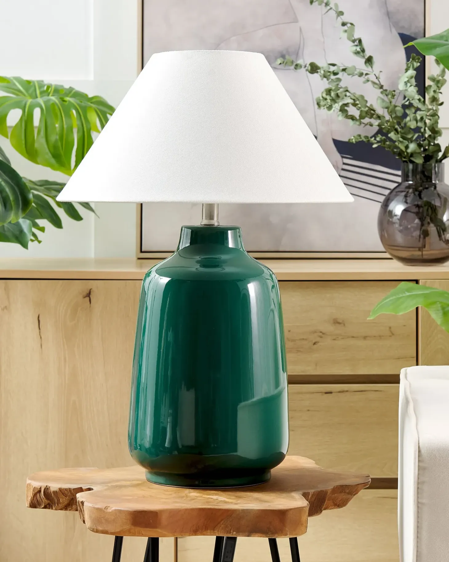 Bordlampe CARETA Keramik Mørkegrøn