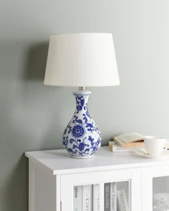 Bordlampe CARMEN Porcelæn Hvid/blå