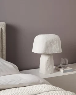 Bordlampe CARRASCO Papmaché Hvid