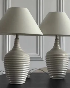 Bordlampe CELESTE Keramik Beige