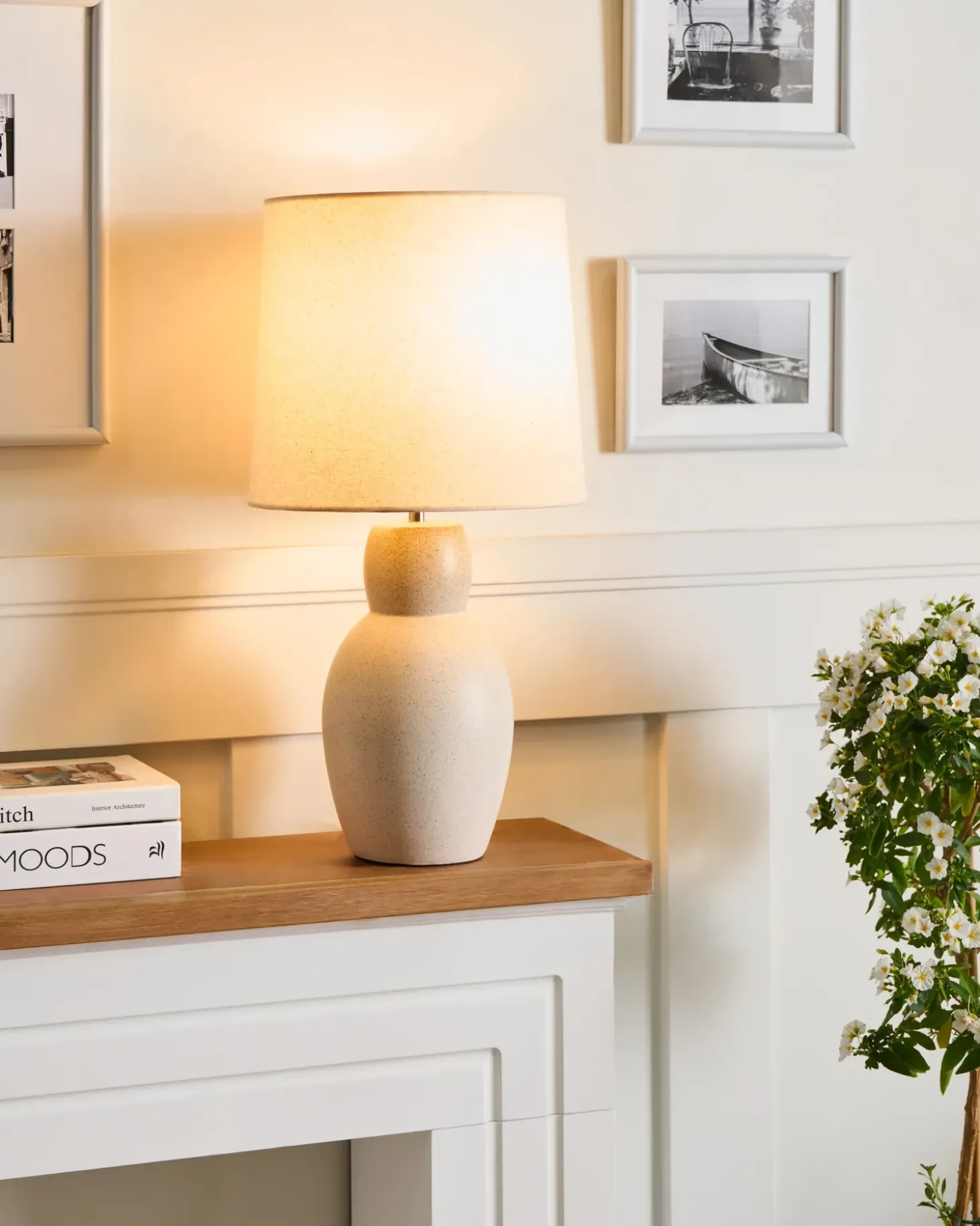 Bordlampe DEDURU Keramik Beige