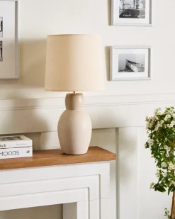 Bordlampe DEDURU Keramik Beige