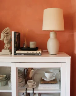 Bordlampe DEDURU Keramik Beige