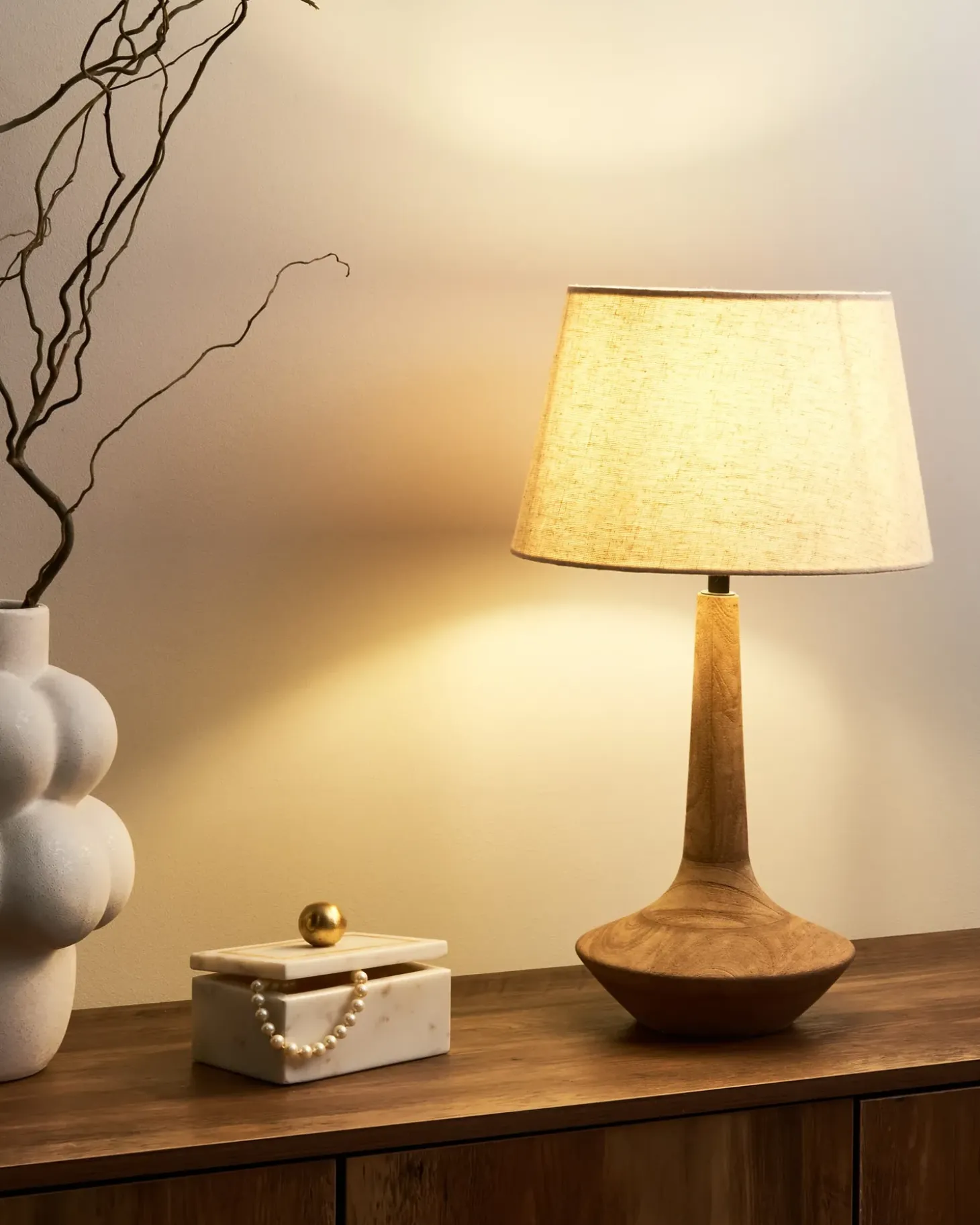 Bordlampe GODAWARI Mangotræ Mørkebrun