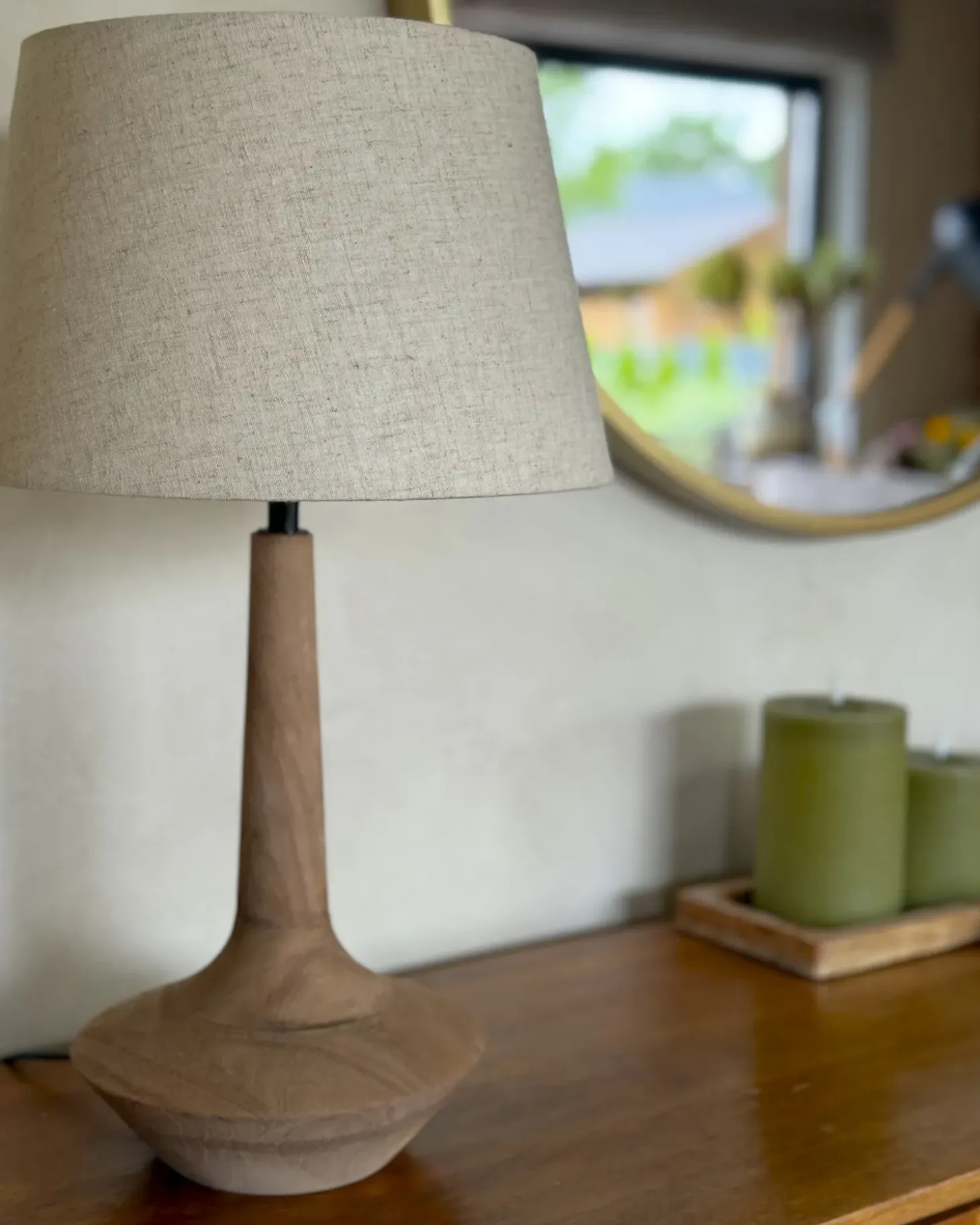 Bordlampe GODAWARI Mangotræ Mørkebrun