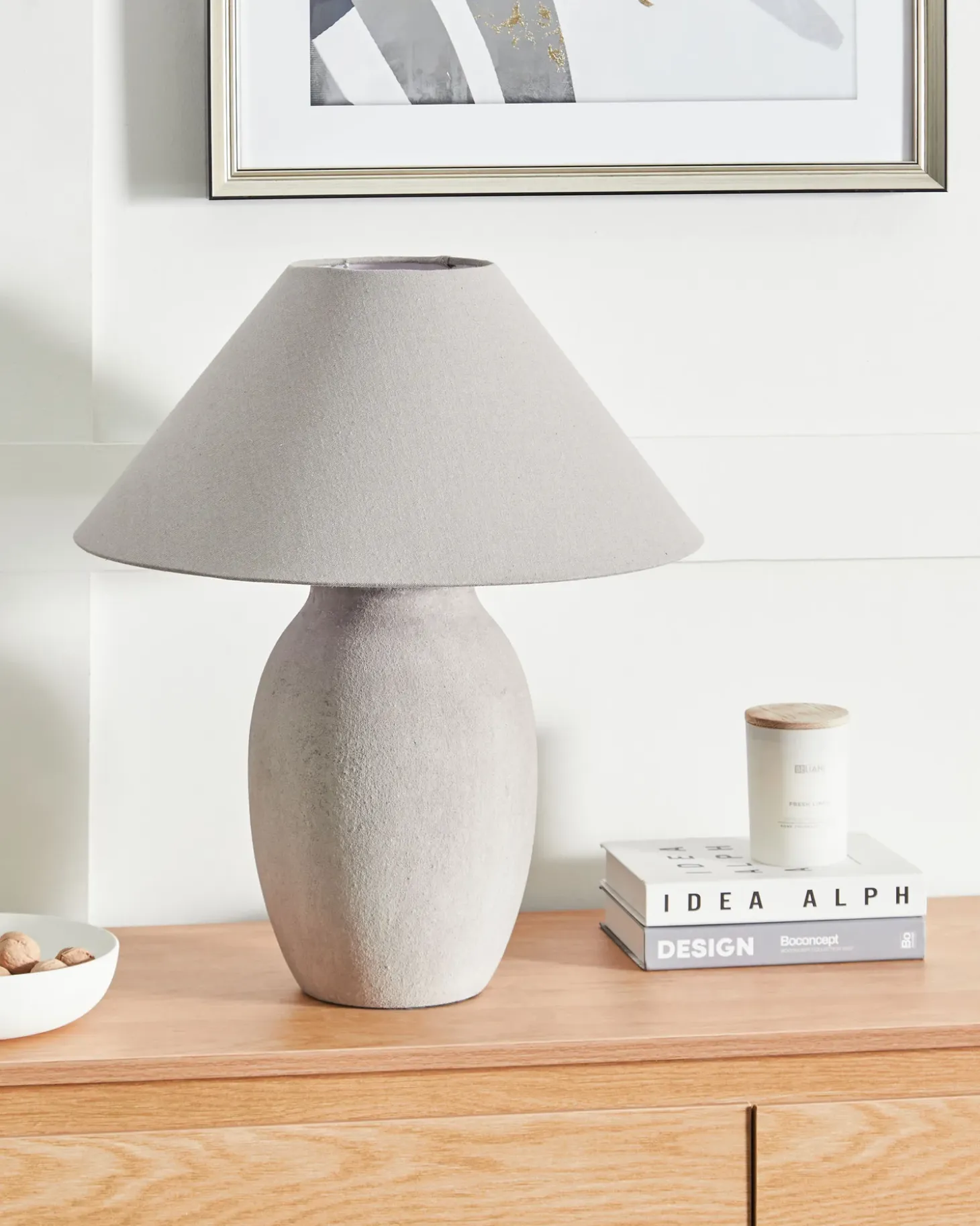 Bordlampe GRALIWDO Keramik Lysegrå