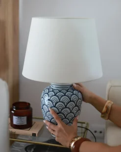 Bordlampe JAUCA Porcelæn Hvid/blå