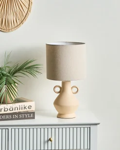 Bordlampe KERULEN Keramik Beige