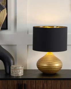 Bordlampe KUBAN Keramik Guld