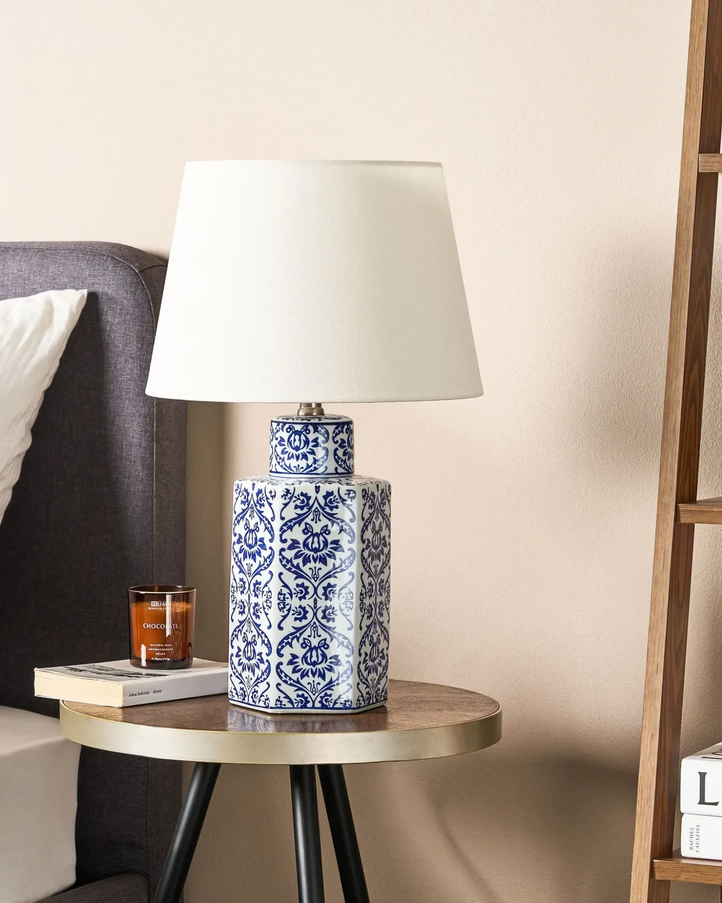 Bordlampe MARCELIN Porcelæn Hvid/blå