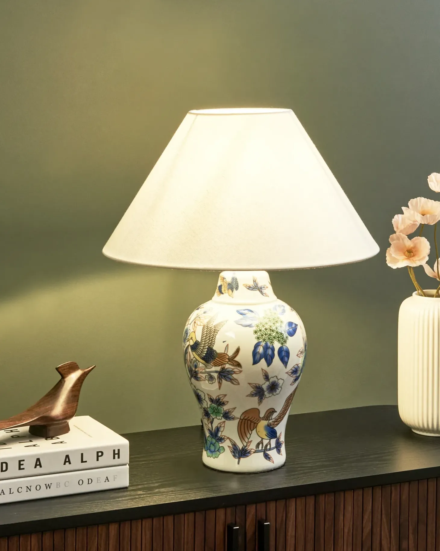 Bordlampe MORACA Porcelæn Hvid/blå