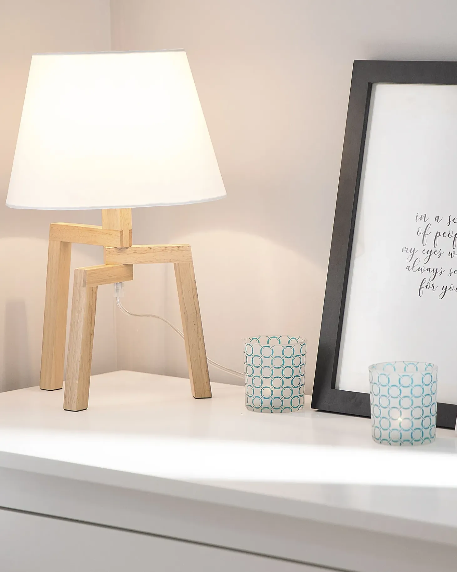 Bordlampe NALON Egetræ Brun/hvid