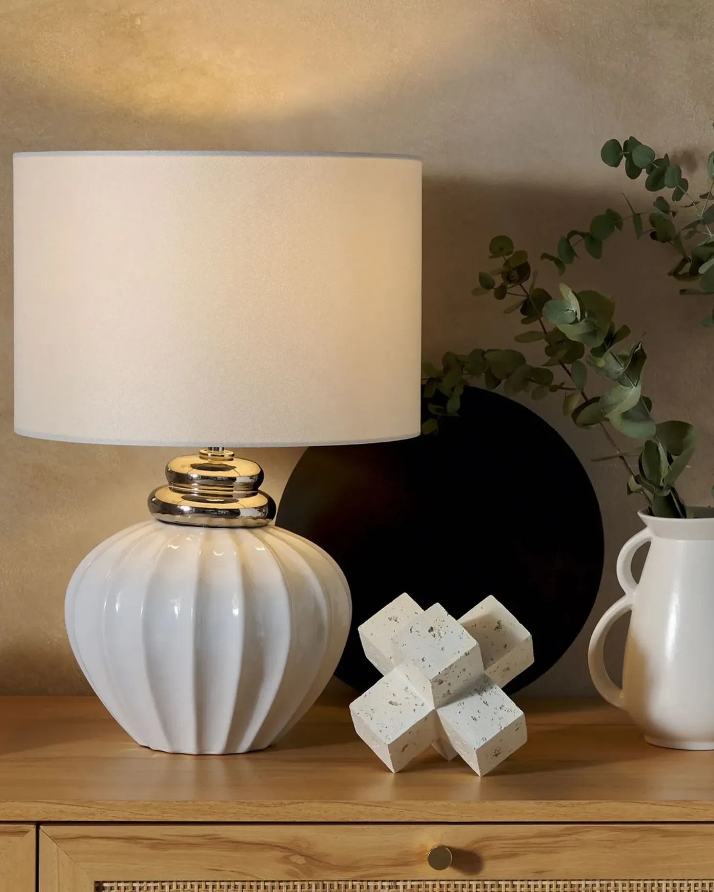 Bordlampe NERIS Keramik Cremehvid
