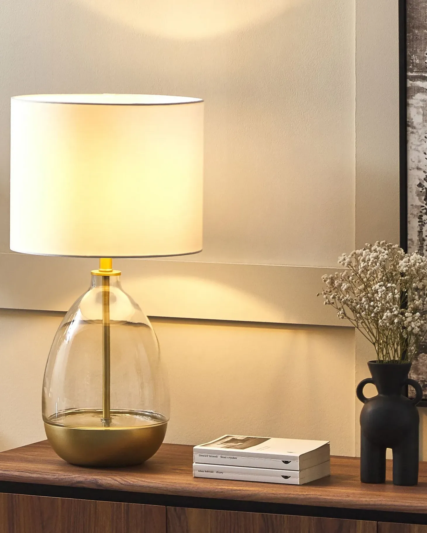 Bordlampe OKARI Glas Hvid