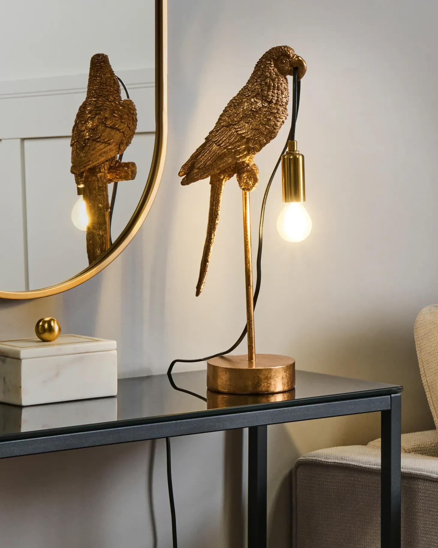 Bordlampe Papegøje SINATRA Guld