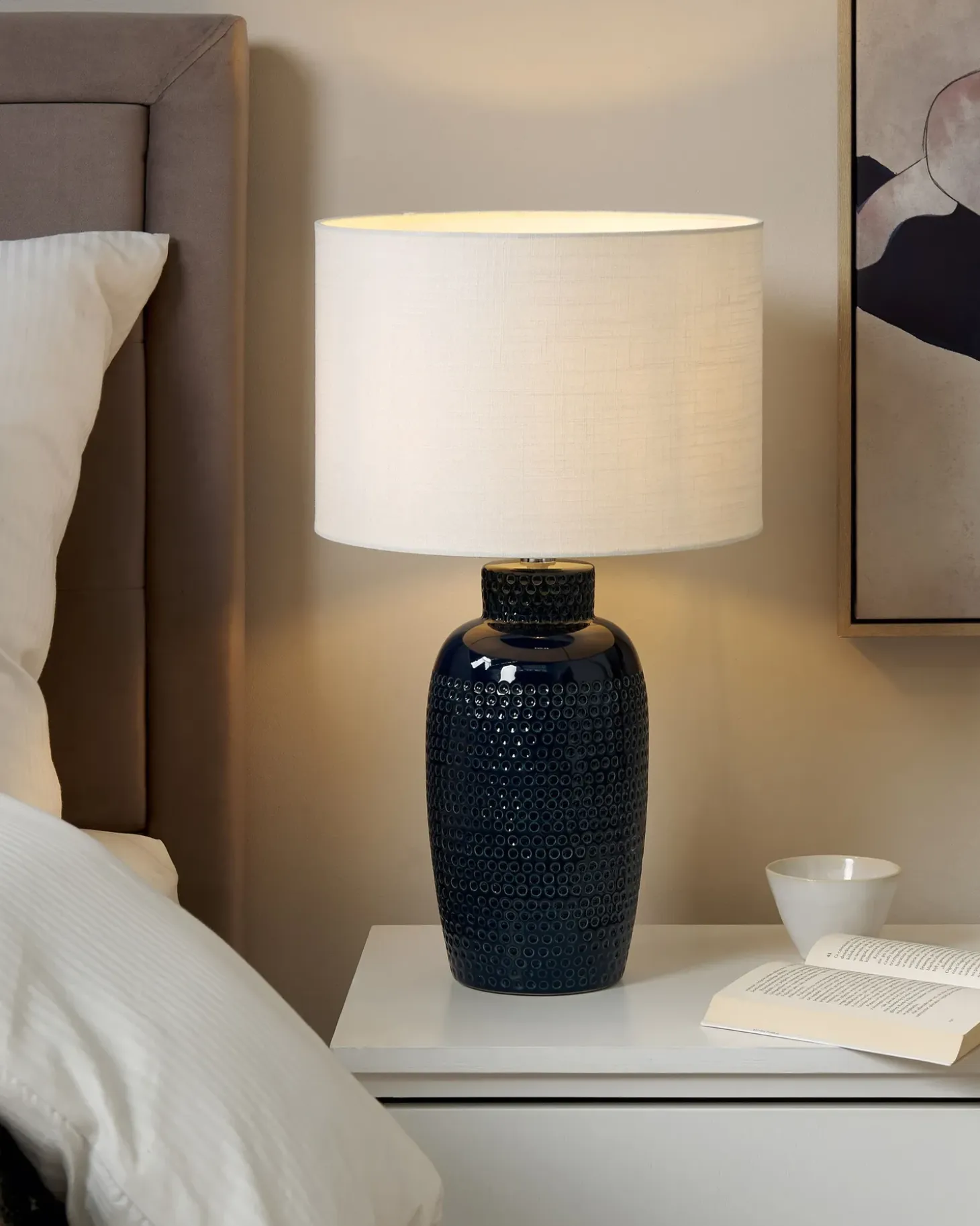 Bordlampe PERLIS Keramik Navy Blå