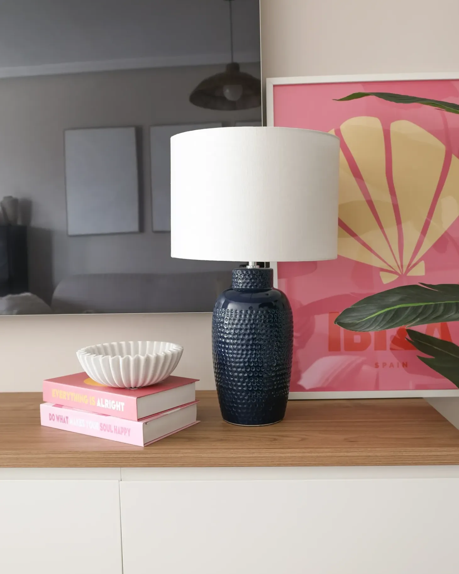 Bordlampe PERLIS Keramik Navy Blå