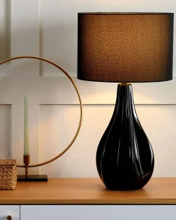 Bordlampe SANTEE Porcelæn Sort