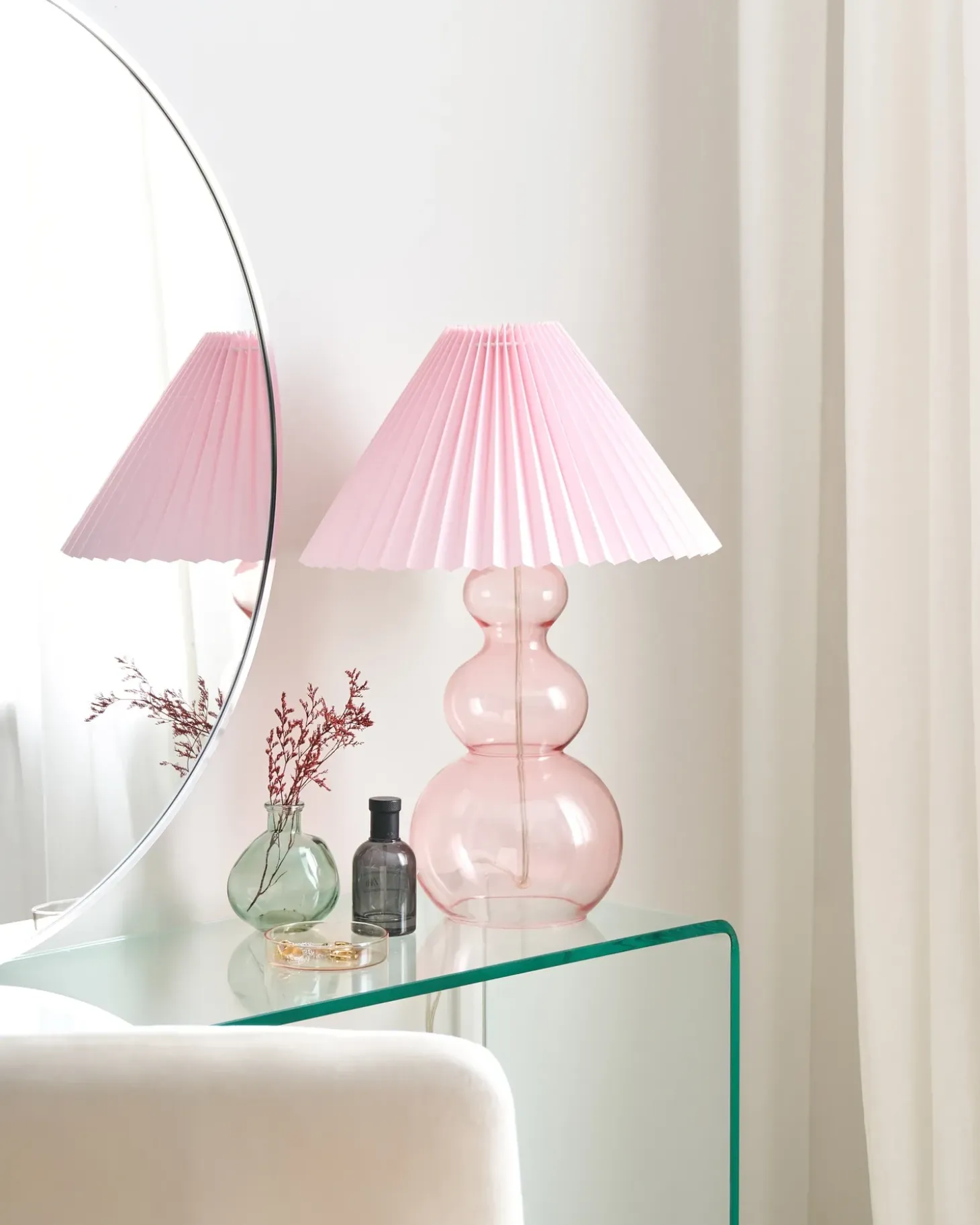 Bordlampe SENGWA Glas Lyserød