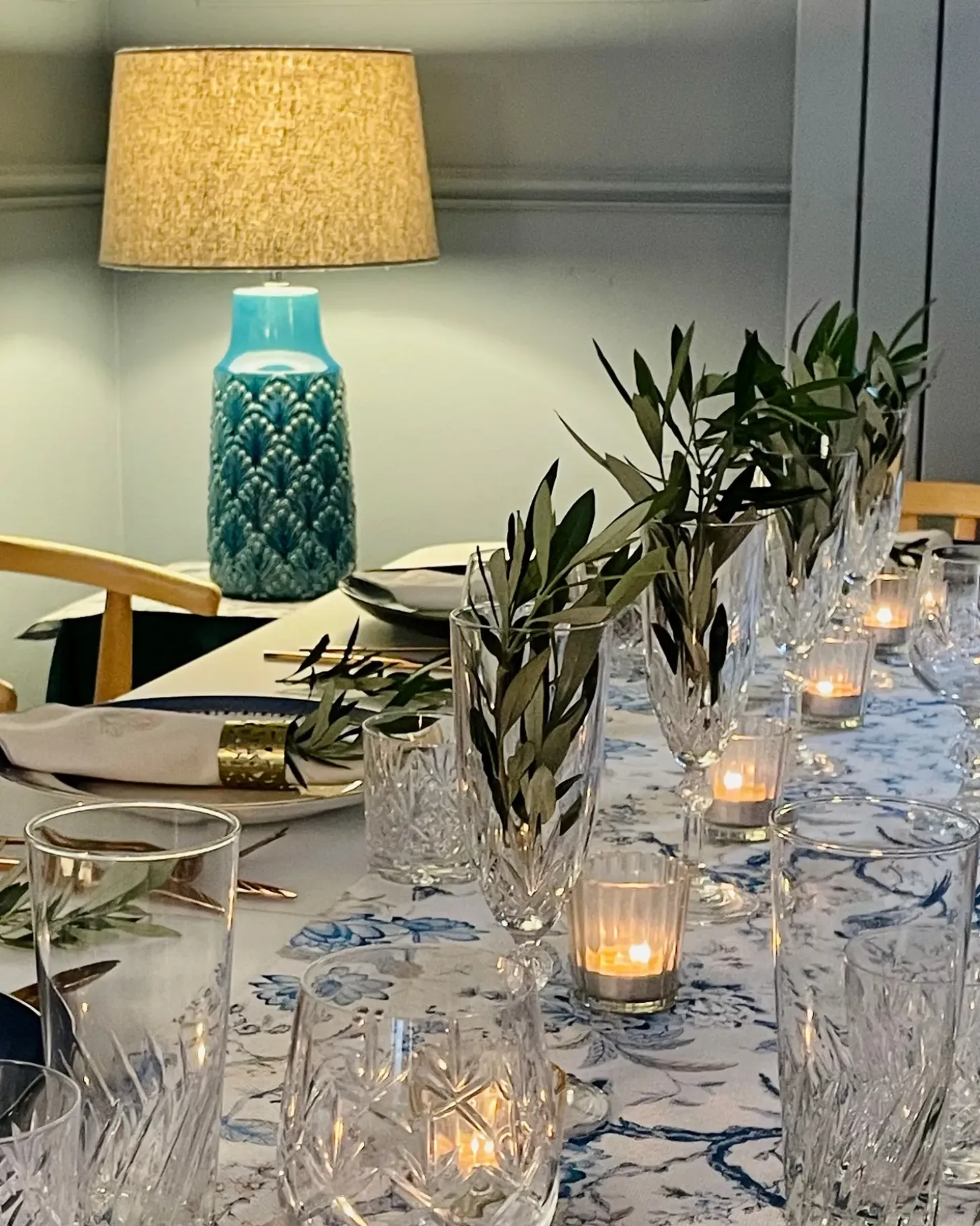 Bordlampe THAYA Keramik Blå