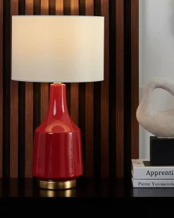 Bordlampe TRIVERSA Keramik Rød