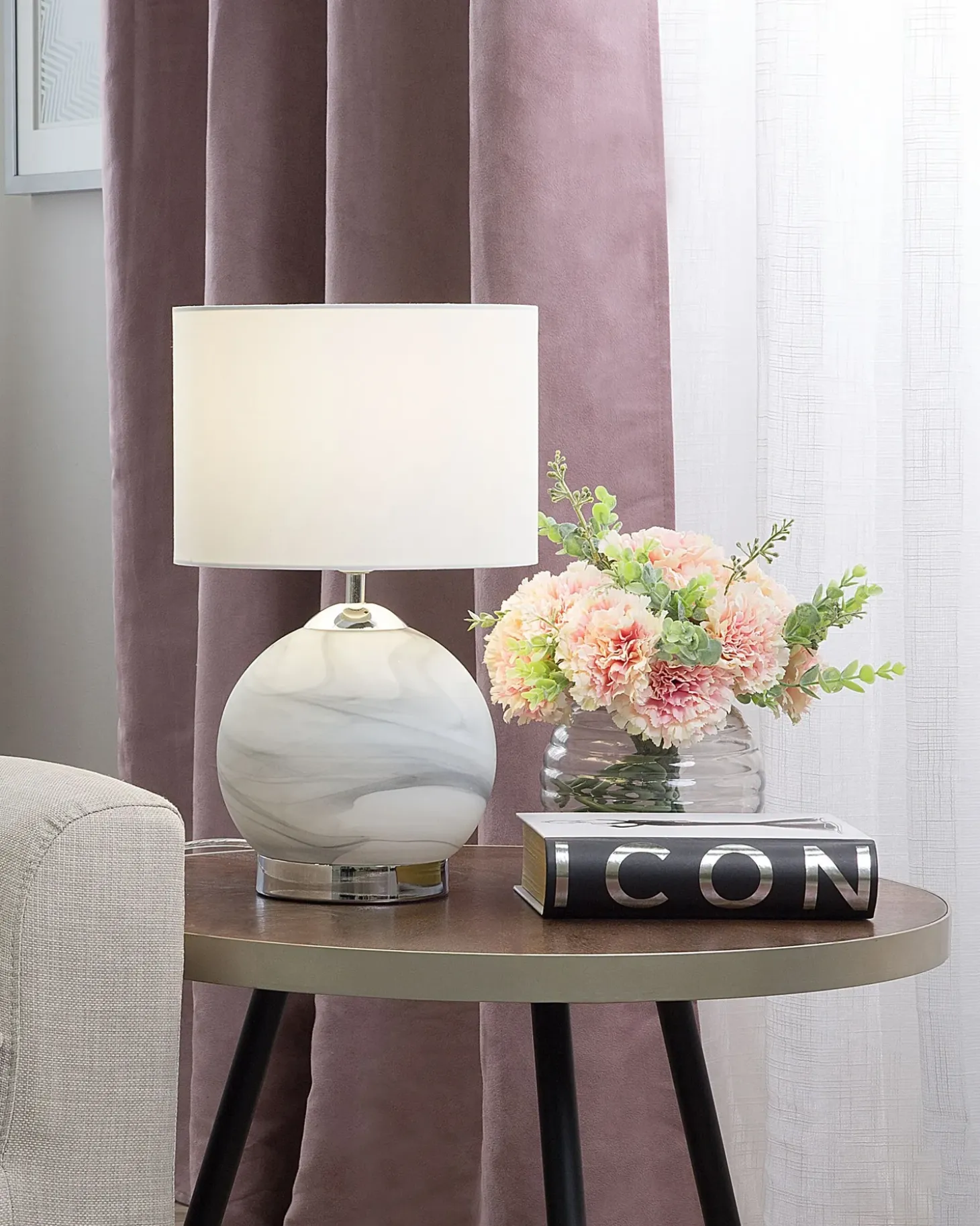 Bordlampe UELE Metal Grå marmor