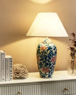 Bordlampe VERUSA Porcelæn Hvid/blå