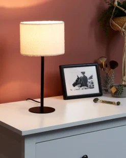 Bordlampe VINAZCO Boucle Hvid
