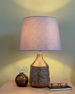 Bordlampe WARI Keramik Guldbrun