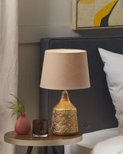 Bordlampe WARI Keramik Guldbrun
