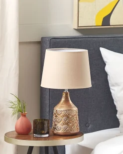 Bordlampe WARI Keramik Guldbrun