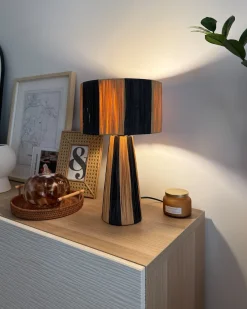 Bordlampe WELMEL Flet Brun/sort