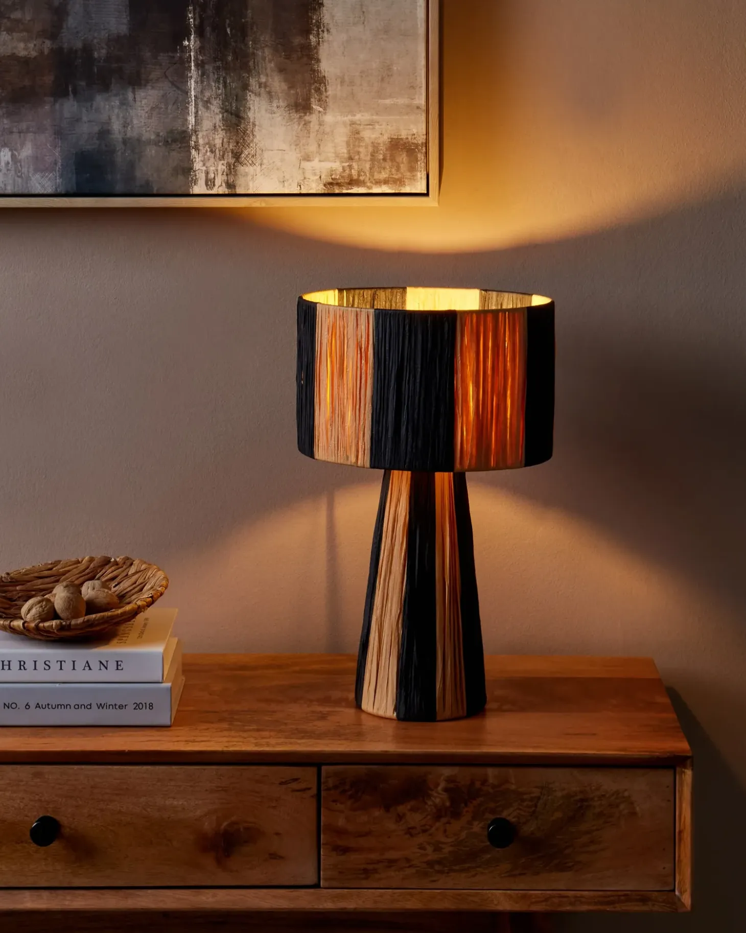 Bordlampe WELMEL Flet Brun/sort