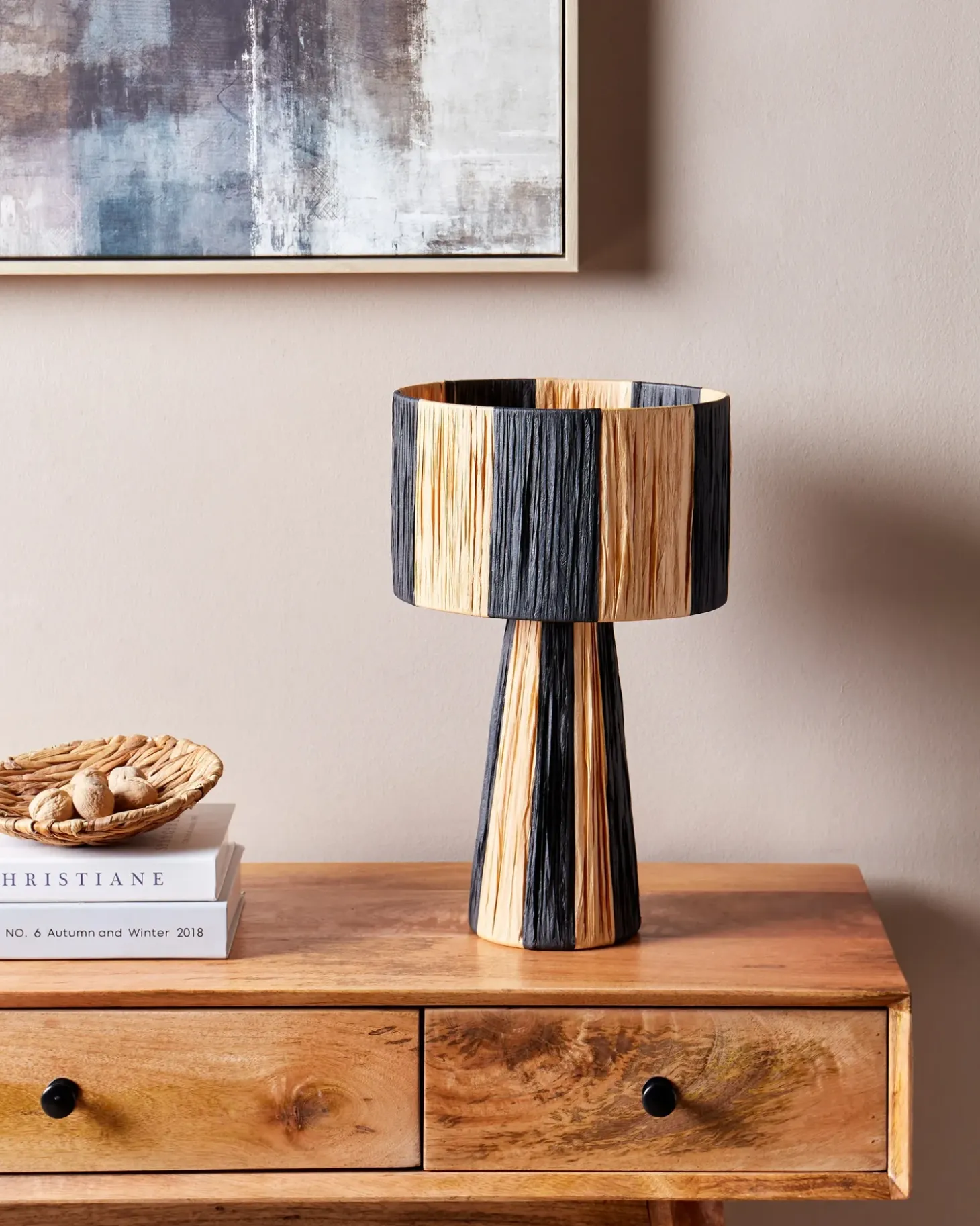 Bordlampe WELMEL Flet Brun/sort