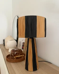 Bordlampe WELMEL Flet Brun/sort