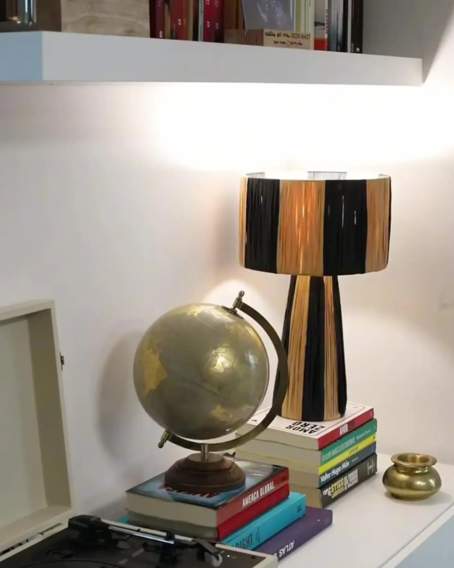 Bordlampe WELMEL Flet Brun/sort