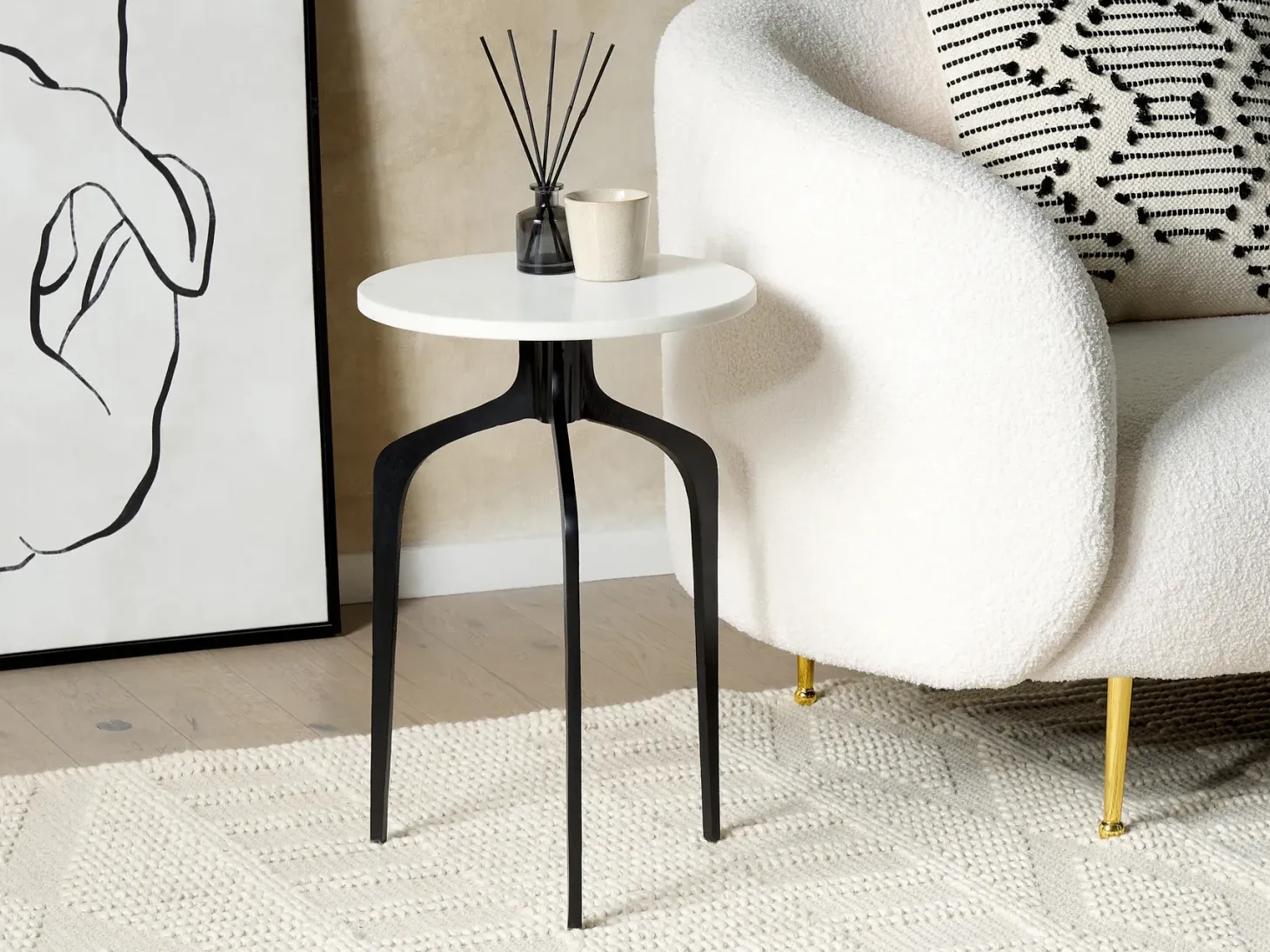 Bord TIHOI Marmor Sort/hvid