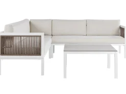 BORELLO 4 personers Have-hjørnesofasæt Venstrevendt Beige Metal
