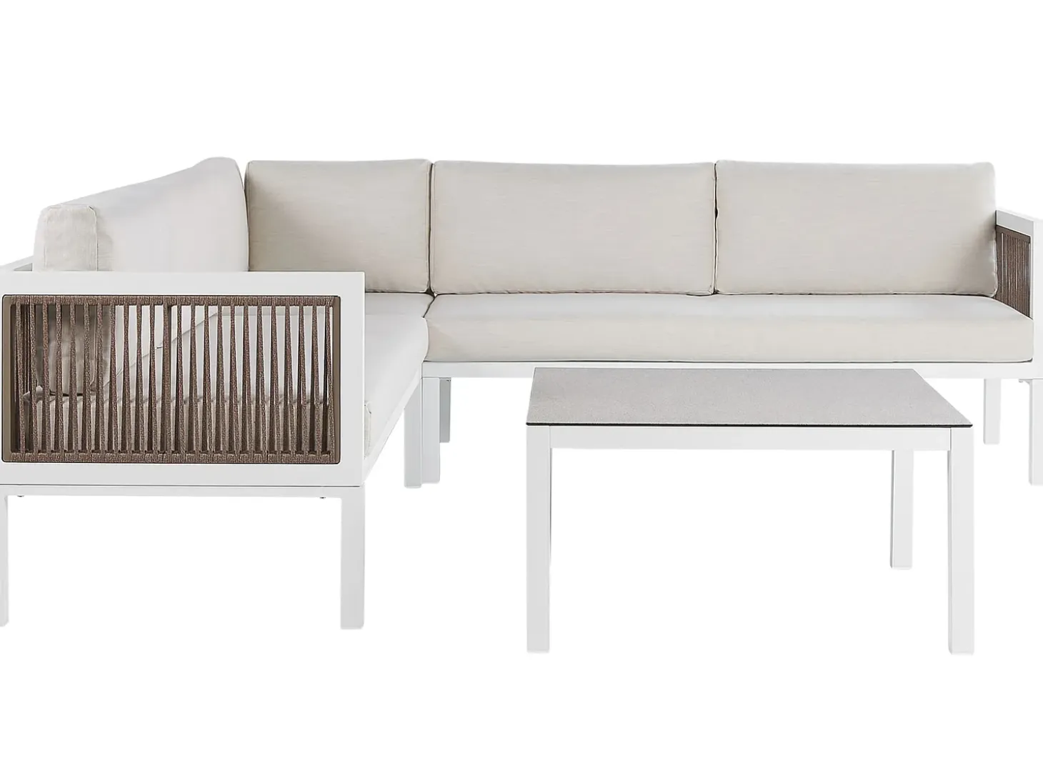 BORELLO 4 personers Have-hjørnesofasæt Venstrevendt Beige Metal