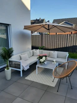 BORELLO 4 personers Have-hjørnesofasæt Venstrevendt Beige Metal