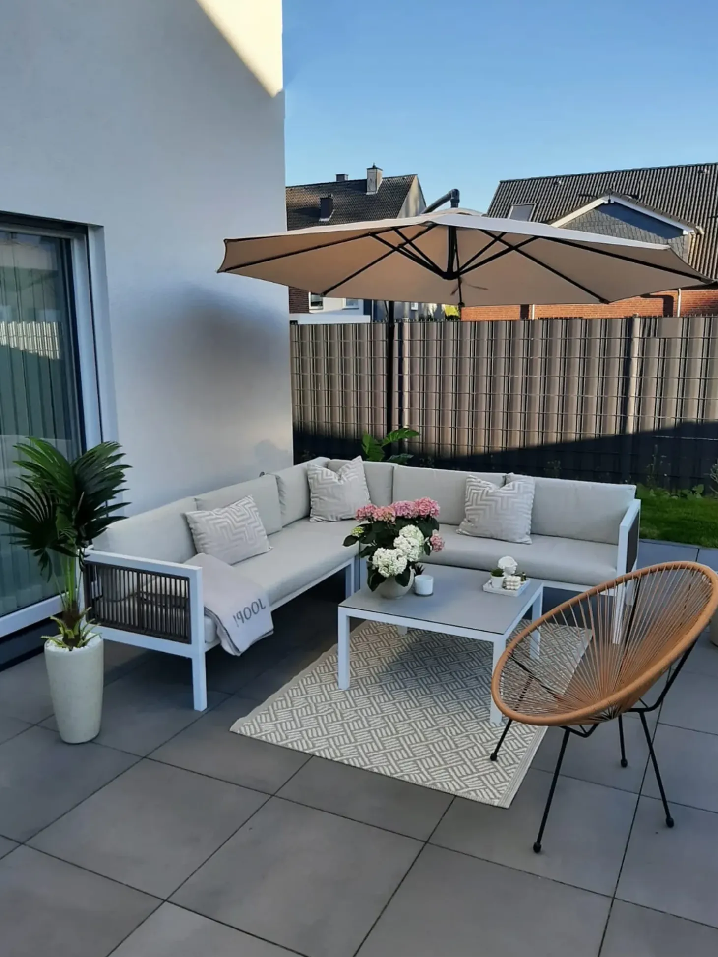 BORELLO 4 personers Have-hjørnesofasæt Venstrevendt Beige Metal
