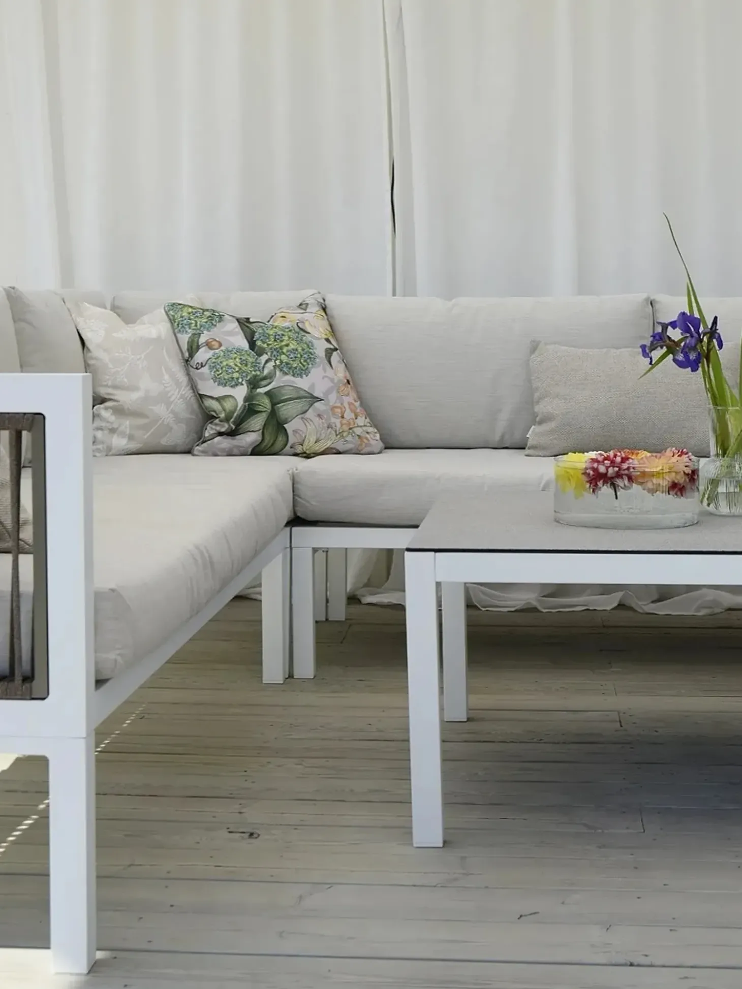 BORELLO 4 personers Have-hjørnesofasæt Venstrevendt Beige Metal