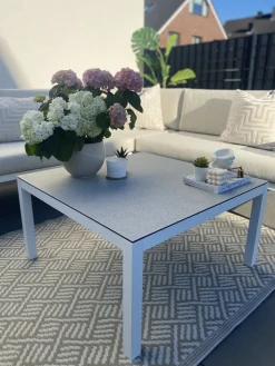 BORELLO 4 personers Have-hjørnesofasæt Venstrevendt Beige Metal