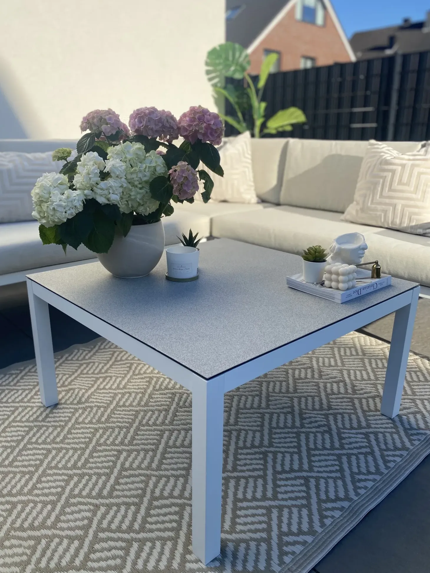 BORELLO 4 personers Have-hjørnesofasæt Venstrevendt Beige Metal