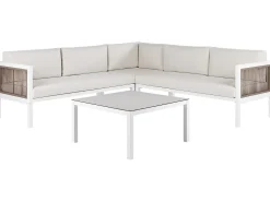 BORELLO 4 personers Have-hjørnesofasæt Venstrevendt Beige Metal