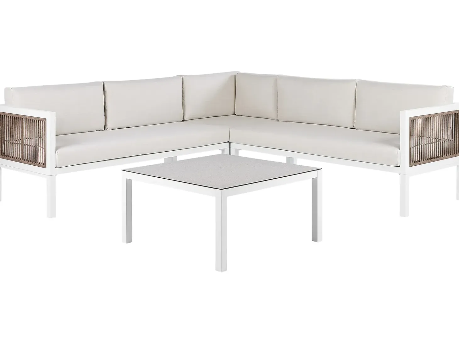 BORELLO 4 personers Have-hjørnesofasæt Venstrevendt Beige Metal